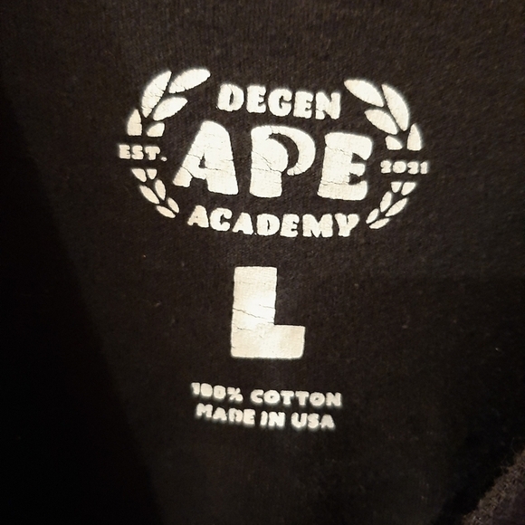 Degen Ape Academy Graphic Tee Shirt Size Large Black Blockchain - Picture 5 of 7